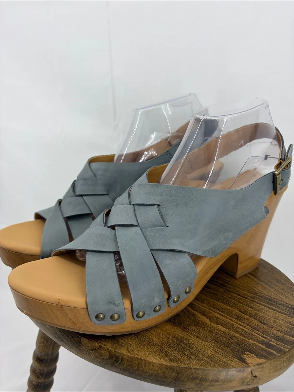 Korks Womens Berengo Woven Denim Block Slingback Woven Platform Sandals, 11